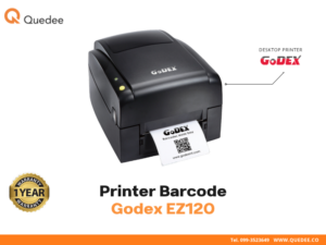 เครื่องพิมพ์บาร์โค้ด Godex EZ120 รุ่นตั้งโต๊ะ ความเร็ว 4 IPS ความละเอียด 203 DPI พิมพ์สติ๊กเกอร์ฉลากสินค้า รับประกัน 1 ปี - Quedee