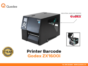 เครื่องพิมพ์บาร์โค้ด Industrial Godex ZX1600i ความละเอียดสูงสุด 600 DPI หน้าจอ Touchscreen 3.2 นิ้ว ตัวเครื่อง All-Metal Memory 128MB พิมพ์ Micro-text บาร์โค้ดจิ๋ว ฉลากยา GHS Compliance อุตสาหกรรม รับประกัน 1 ปี - Quedee