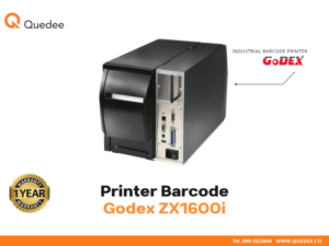 เครื่องพิมพ์บาร์โค้ด Industrial Godex ZX1600i ด้านหลัง เห็นพอร์ตเชื่อมต่อครบ USB 2.0 RJ45 LAN Serial RS-232 Parallel Centronics GPIO Expansion Slot Power Switch รองรับโรงงาน Industry 4.0 SAP Oracle เครื่องจักร PLC - Quedee