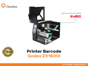 เครื่องพิมพ์บาร์โค้ด Industrial Godex ZX1600i เปิดฝาเห็นภายใน Ribbon Spindle Media Spindle แกนใส่ฉลาก Damper Arms สีเขียวปรับแรงดึง Print Head 600 DPI All-Metal Frame ใส่ ribbon ฉลากง่าย โรงงาน คลังสินค้า - Quedee