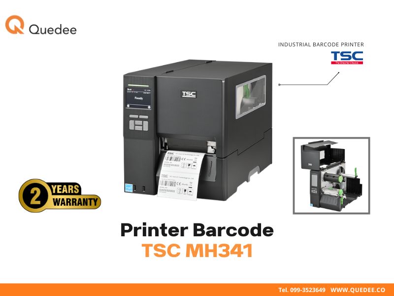 เครื่องพิมพ์บาร์โค้ด Industrial TSC MH341 ความละเอียด 300 DPI ความเร็วสูงสุด 12 ips หน้าจอ Color LCD 3.5 นิ้ว ZPL EPL Emulation ทดแทน Zebra TPH Care Print Head Monitor โรงงาน คลังสินค้า รับประกัน 2 ปี - Quedee